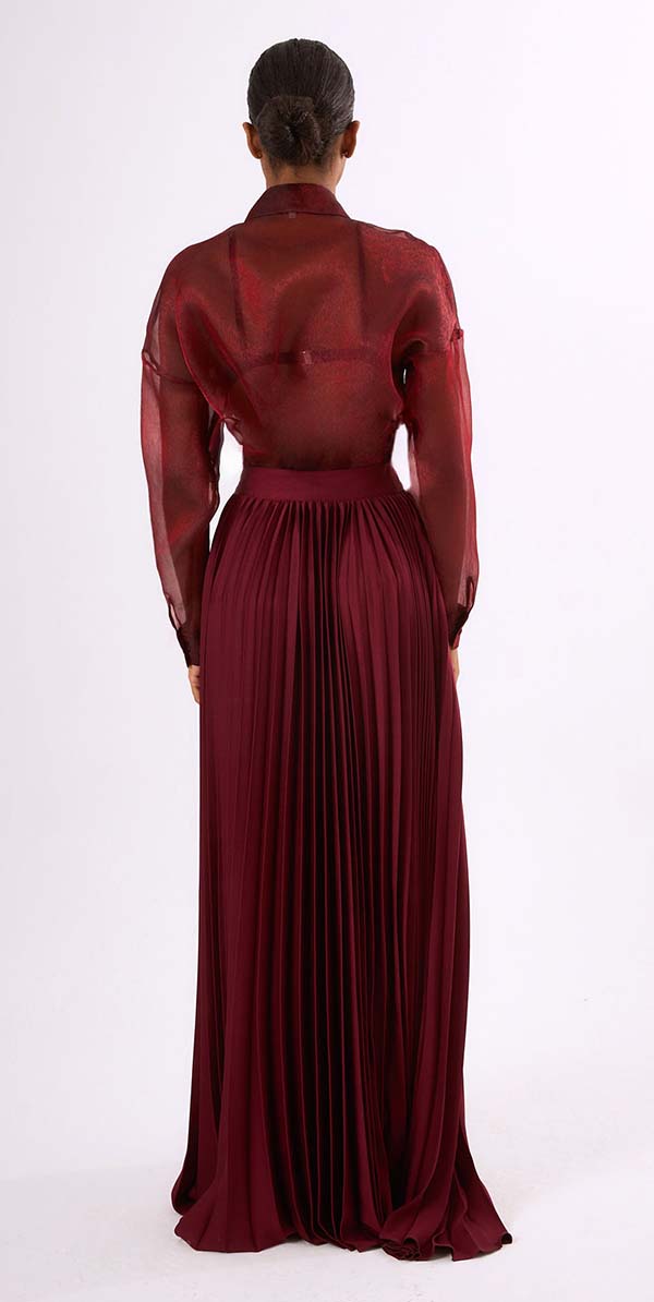 Rouge Organza Top and Pleated Skirt