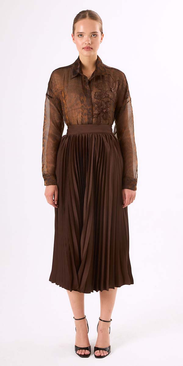 Terra Organza Top and Pleated Skirt